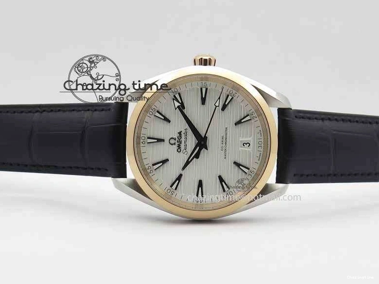 0509 2017 Aqua Terra SS RG XF Best Edition White Textured Dial On Black Leather Strap A Functional 8157